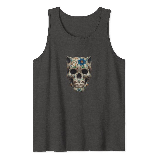 Talavera cat skull Tank Tops