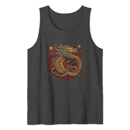 Chinese dragon. Dragon in a circle. Tank Tops