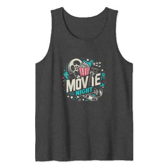 Movie Night Popcorn Film Theatre Cinema Ticket Tank Tops