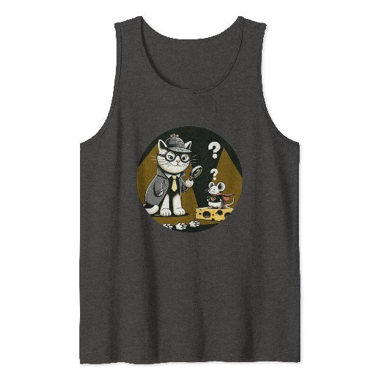 Detective Cat and Superhero Mouse Adventure Tank Tops