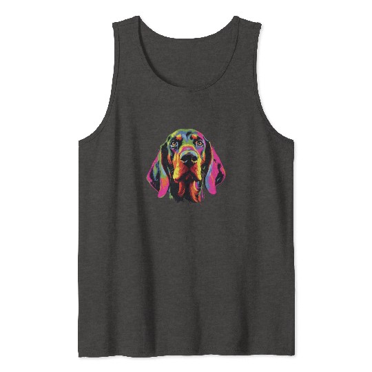 Watercolor Colorful Black And Tan Coonhound Tank Tops