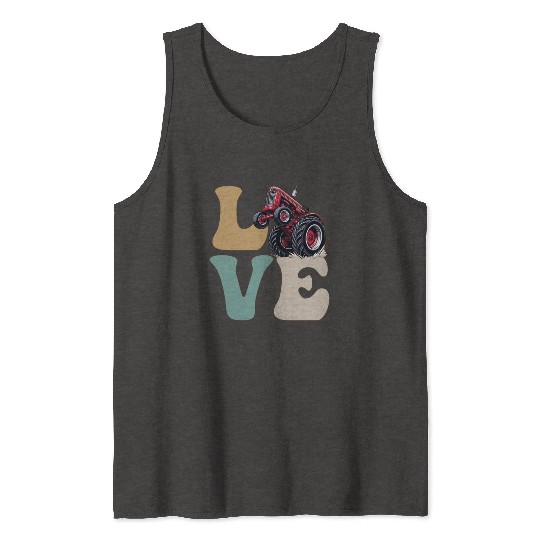 LOVE Tractor Pulling Tractor Driver Farmer Farming Tank Tops