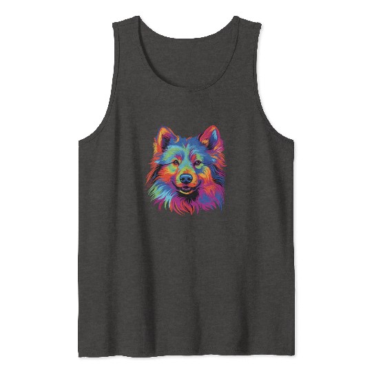 Watercolor Colorful Finnish Lapphund Tank Tops