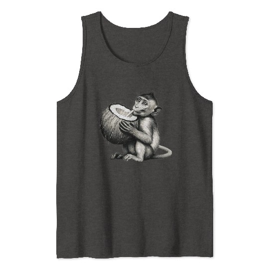 Coconut Milk-Sipping Monkey Tank Tops