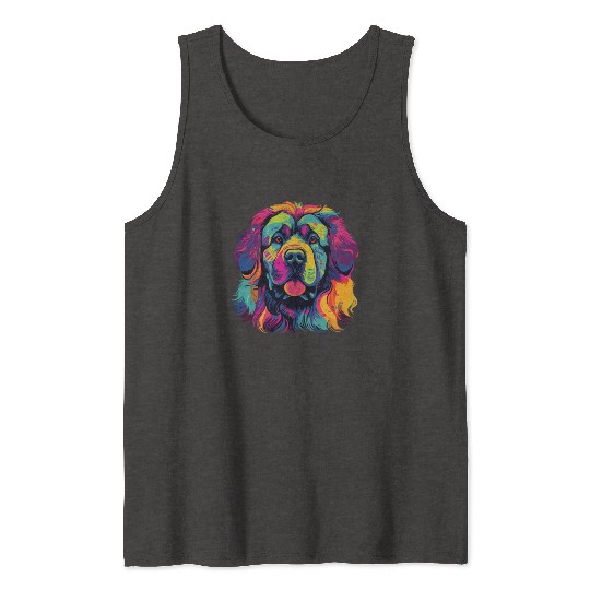 Watercolor Colorful Tibetan Mastiff Tank Tops