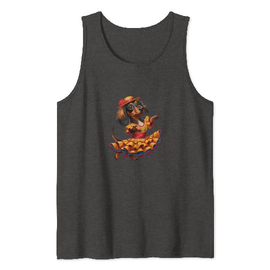 Dachshund dancing flamenco, animal dance Tank Tops