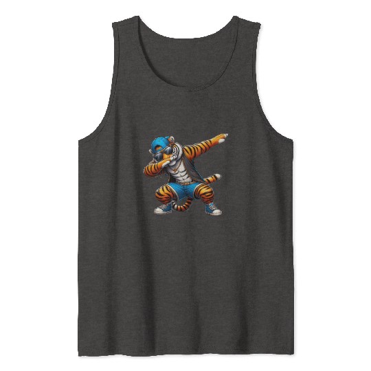 Dabbing Tiger With Sunglasses Cool Dabbing Tiger Tank Tops