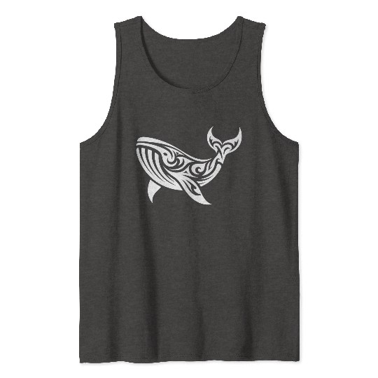 T Tattoo Style Whale Swimming Sea Creature Tank Tops