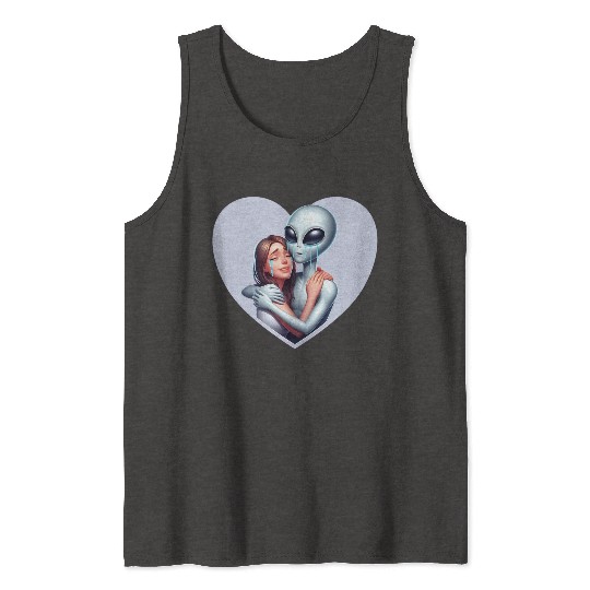 Heartwarming Embrace: Human and Alien Tank Tops