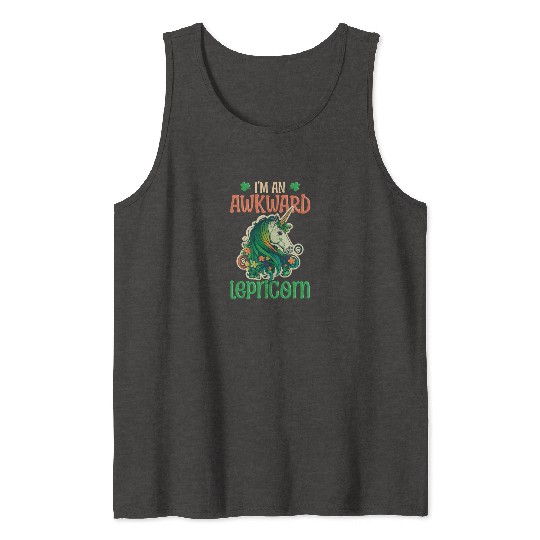 Irish Unicorn St Patricks Awkward Lepricorn Tank Tops