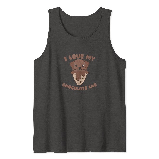 I Love My Chocolate Lab Animal In Ice Cream Cone Tank Tops