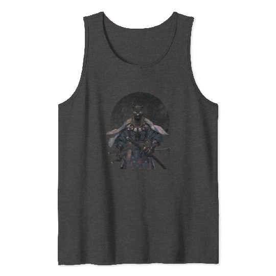 Anime Panther Warrior Samurai katana Tank Tops