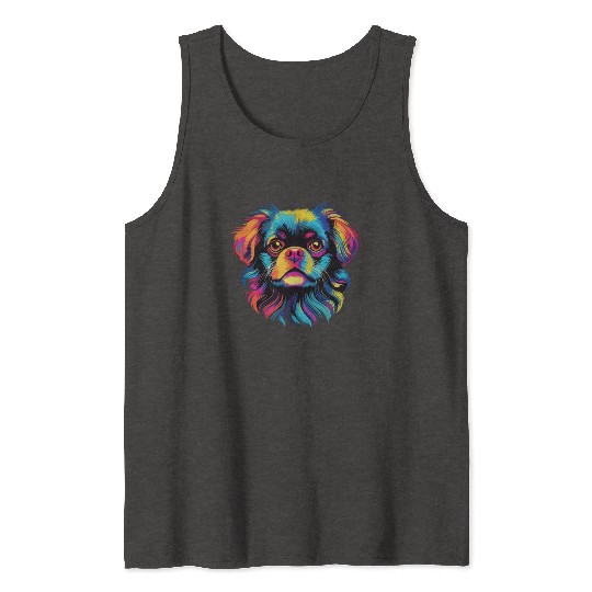 Watercolor Colorful Tibetan Spaniel Tank Tops