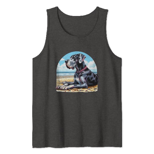 Great Dane On The Beach Tank Tops