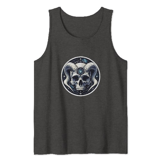 Cosmic Nirvana Serenity: Horned Skull Tank Tops