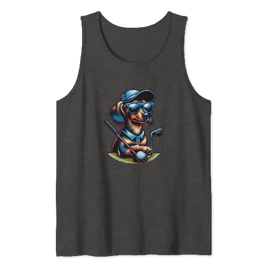 Golf Sport Dachshund Wiener Dog Lover Design Tank Tops