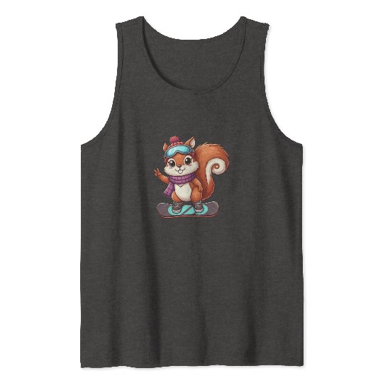 Snowboarding Squirrel Winter Adventure Tank Tops