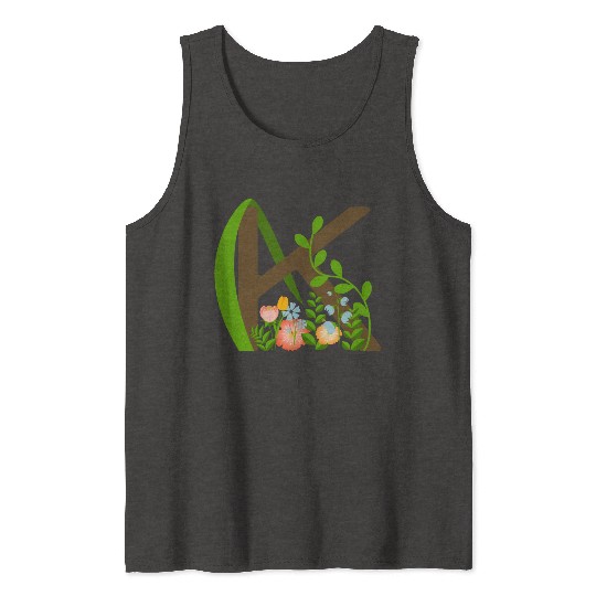 Capital letter K monogram and wildflowers Tank Tops