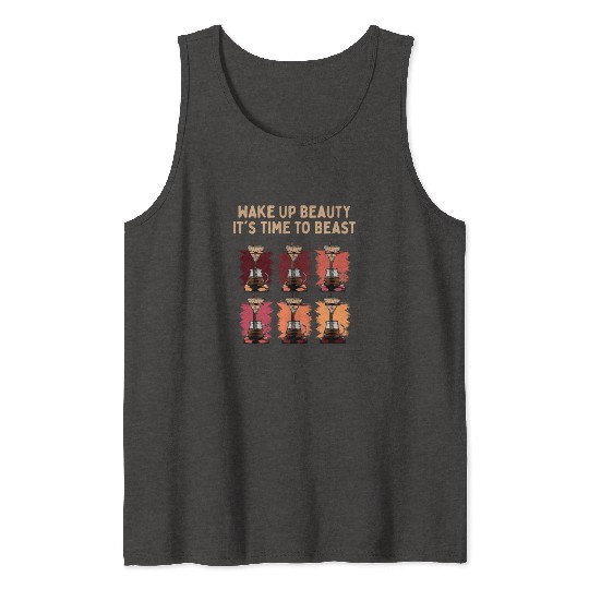 Beauty Time to Beast Workout Motivational Quote Tank Tops