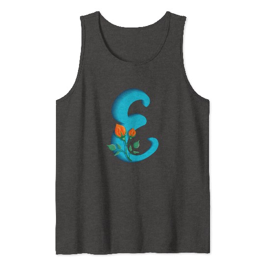 Three dimensional capital letter E rose monogram Tank Tops