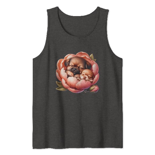 Dogs Sleeping In Flower Tank Tops