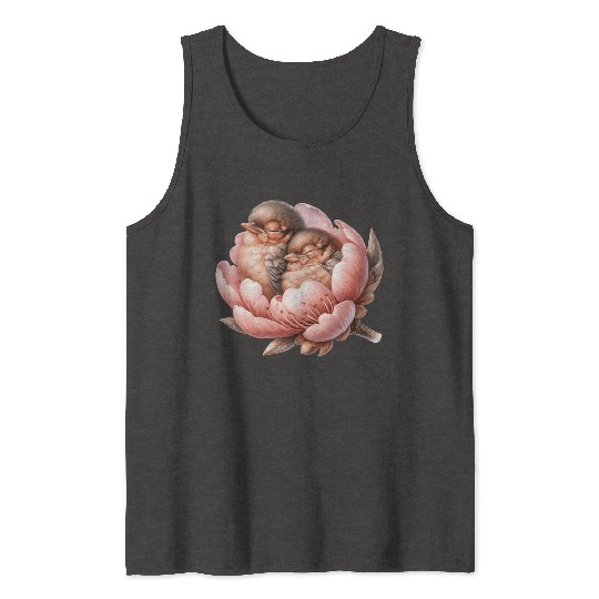 Birds Sleeping In Flower Tank Tops