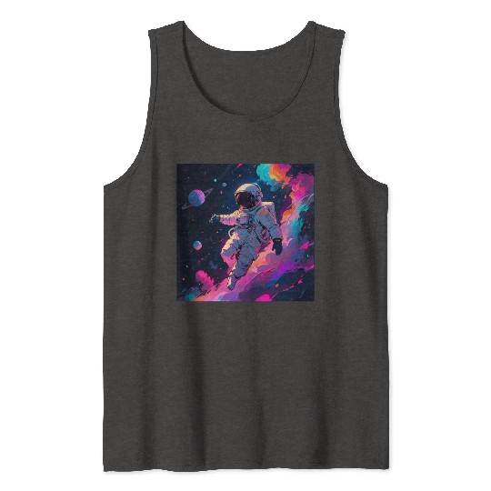 drawing of an astronaut floating in space Tank Tops