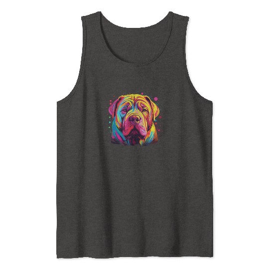 Watercolor Colorful Chinese Shar Pei Tank Tops