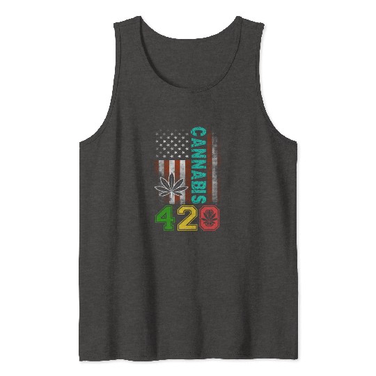Amusing 420 American Herb Weed Marijuana Design Tank Tops