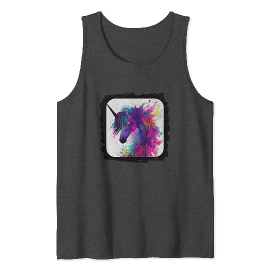 Colorful splatters unicorn Tank Tops