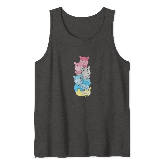 Genderflux Flag Pride Lgbtq Cute Hippo Tank Tops