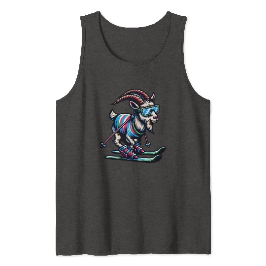 Goat Skiing Downhill Winter Sports Design Tank Tops