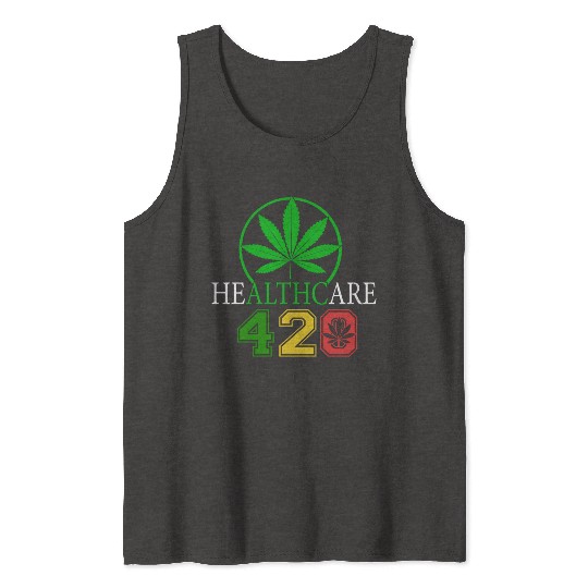 Silly 420 Healthy Herb Weed Marijuana Design Tank Tops