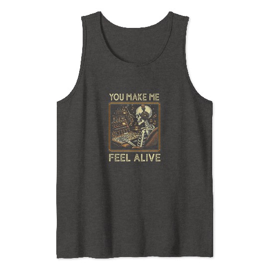 Vintage Skeleton Funny Music Producer Tank Tops