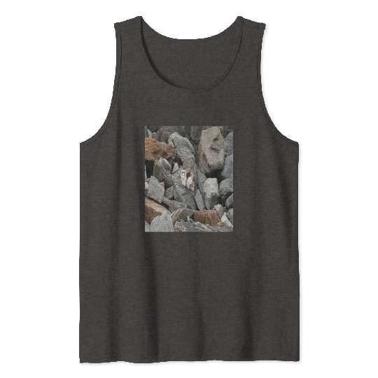 Camouflage Cat On Rocks Gifts for Animal Lovers Tank Tops