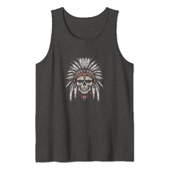 Indigenous Native American Skull Skull Head Tank Tops