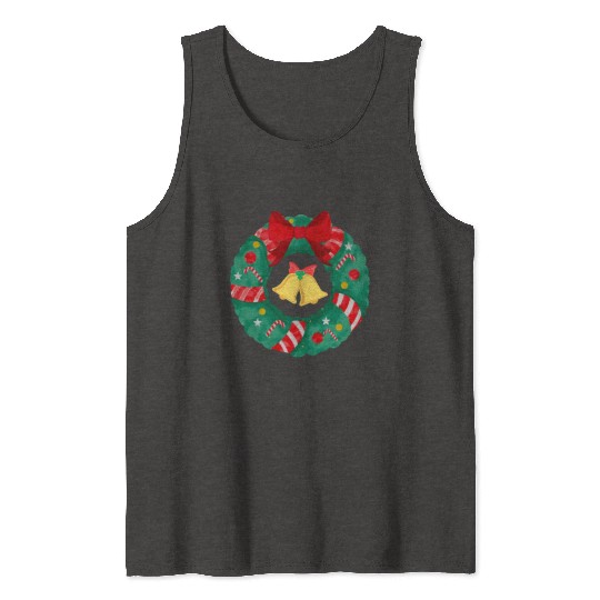 Christmas Wreath with Bells Tank Tops