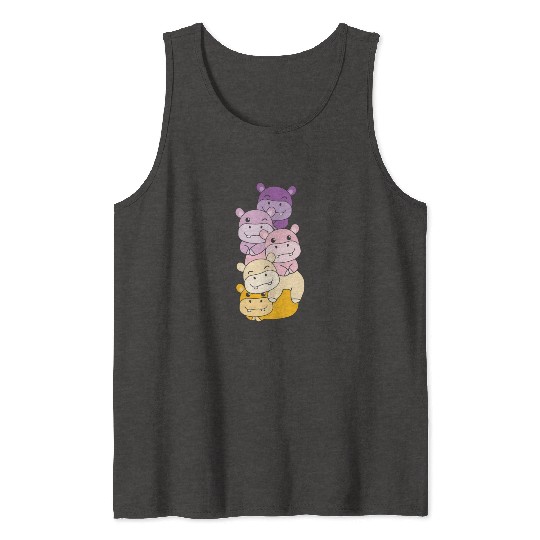 Trixic Flag Pride Lgbtq Cute Hippo Tank Tops