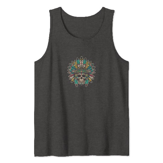 Indigenous Native American Skull Head Tank Tops