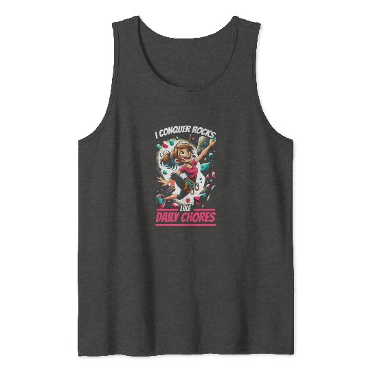 Bouldering Girl Boulderer Rock Climbing Wall Tank Tops