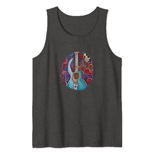 Blue Electric Guitar, Skull and Roses Tank Tops