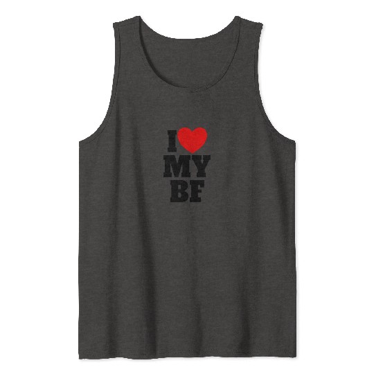 I Love My BF Red Heart Matching Couple Boyfriend Tank Tops