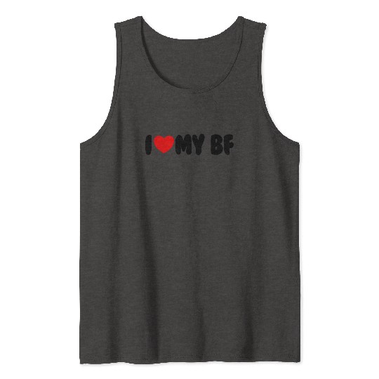 I Love My BF Red Heart Matching Couple Boyfriend Tank Tops