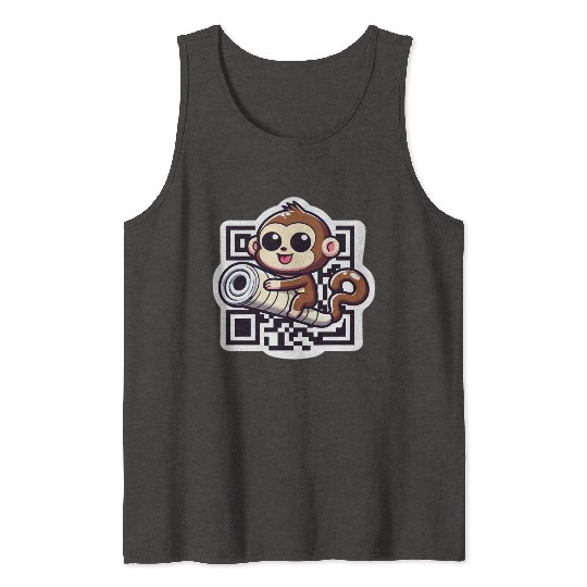 Curious Monkey with QR Code Tank Tops