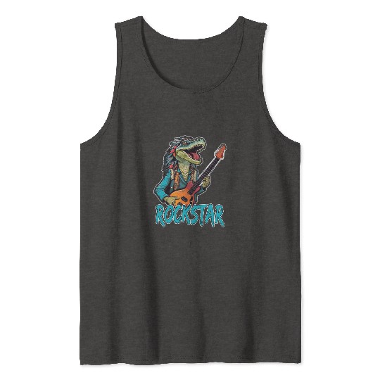 Rockstar Reptile Musician with Electric Guitar Tank Tops