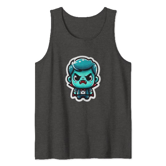 Aquatic Fury: Angry Aqua Vampire Tank Tops