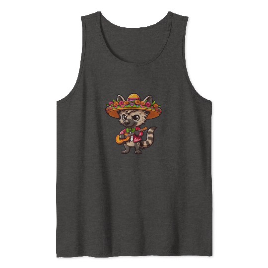 Cinco de Mayo Hyena Mariachi Guitar Tank Tops