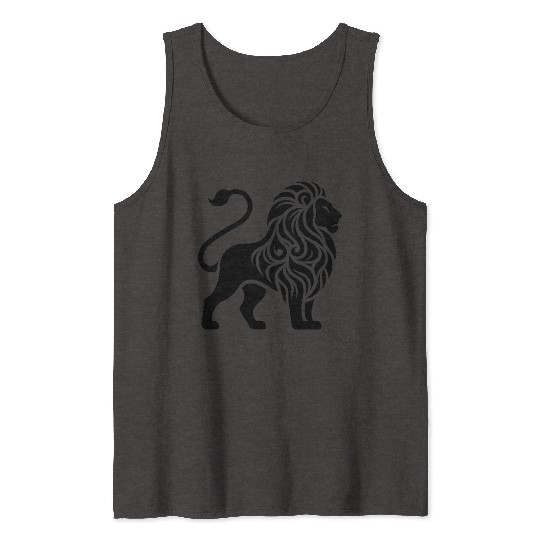 Elegant Tattoo Lion With A Mighty Mane Tank Tops