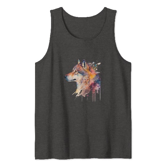 Wolf Print, Cosmic Wolves, Animal Print, Cosmos Tank Tops