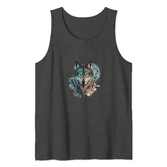 Wolf Print, Cosmic Wolves, Animal Print, Cosmos Tank Tops